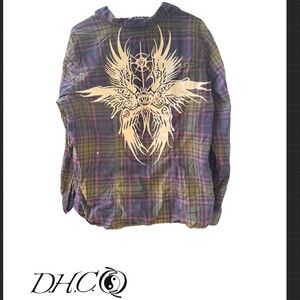 Krazy Kat Multicolor Plaid Shirt with Graphic Design